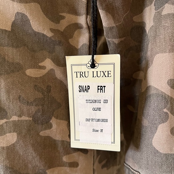 Tru Luxe Jeans Camo Utility Shirt Dress Snap Front NWT Size M - Picture 7 of 12